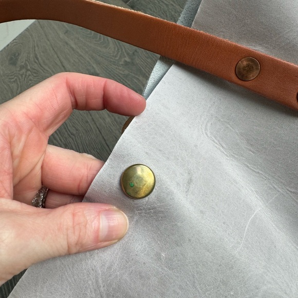 KMM & Co Leather Tote Bag in Light Gray - Picture 4 of 11